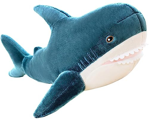 Kekeso Giant Shark Plush Pillow Soft Toy Stuffed Blue Shark Animal Pillow Comfortable Sleeping Pillow Back Cushion Doll Gift for Kids (80cm/31.49inch, Blue)
