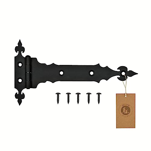 MoriaDesign Rustikal Scharniere - 2,5 x 230 x 130 mm - Schwarz - Torband Schwarz Schmiedeeisen - Scharnier für Gartentore, Holztüren, Holztore und Fensterläden, Dekorative Kreuzgehänge
