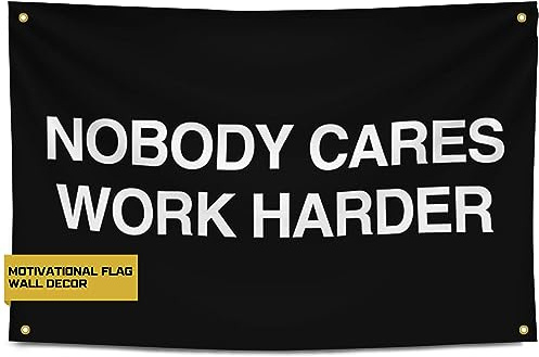 Gold Trident Flags Nobody Cares Work Harder Motivational Gym Banner – Discipline Poster for Gym, Dorm, Home Workout Space – Cool Fitness Wall Decor – Durable Polyester, Double Stitched Flag – 3x5 Feet