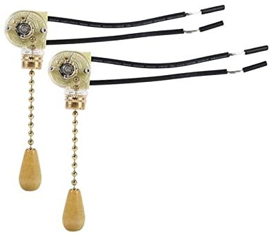 Interrupteur à Tirette, Interrupteur à Tirette de Ventilateur, Mur Lampe Tirer Interrupteur, Pour Applique Murale à LED, Ventilateur de Plafond, Eclairage de Salle, 2 Pcs