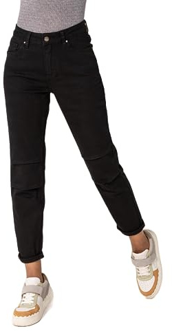 Nina Carter - Pantaloni da donna stile boyfriend a vita alta, jeans MOM, stile paracadute, effetto lavato, S