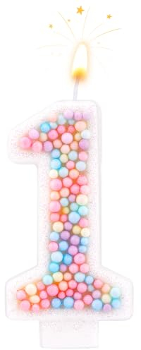 Candeline Compleanno, 0-9 Numero Macaron Candeline Torta Glitter Decorazioni per Anniversario di Nozze Festa di Compleanno (1)