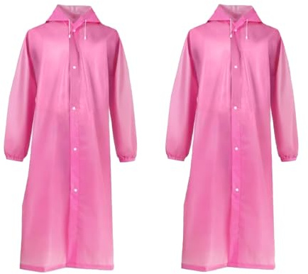 Fayemint 2 stycken regnponcho, vattentät regnrock unisex, regnskydd regnponcho, ventilerande bärbar poncho, för cykling, vandring, fiske, camping (rosa), ROSA, one size