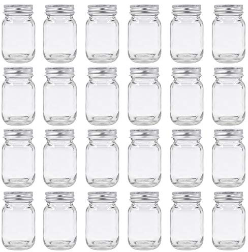 GPK4ALL 2oz Mason Jar with Silver Lid for Honey Jam Spice Pack of 24 Sets
