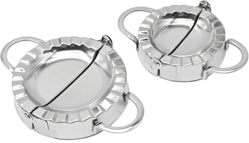 Hoypeyfiy 2Pcs Dumpling Ravioli Maker Press, Stainless Steel Dumpling Maker, Wonton Mould, Easy-tool for Dough, Dumpling, Pastry, Pie Making