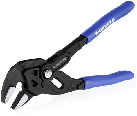 WORKPRO Adjustable Pliers Wrench Set, Adjustable Spanner, Water Pump Pliers 180mm, Self Adjusting Jaw Pliers Max Jaw Capacity 40mm, Dual Handle for Labor Saving
