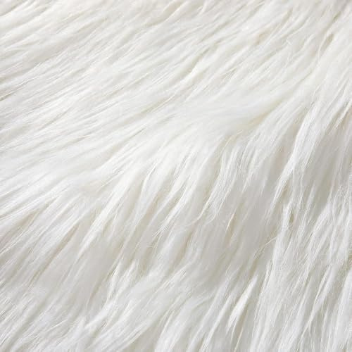 Tela de piel sintética cortada a medida, piel de la felpa de 45 x 170 cm, Tela peluda para manualidades, trajes de piel, disfraces de cosplay, costura, alfombras, decoración, Media yarda Blanco
