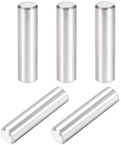 TOP-VIGOR 5Pcs 10mm x 40mm Dowel Pins Shelf Support Pegs, 304 Stainless Steel Cylindrical Shelf Support Pin Fasten Elements Silver Tone