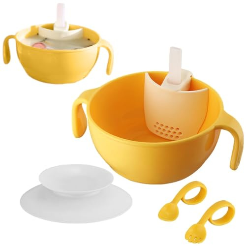 Nankoyal Ciotole per bambini con cannucce, ciotola da nutrizione per bambini | Silicone baby che mangia con forchetta e cucchiaio - di cibo rimovibile, tavoli da tavolo da auto-alimentazione non slip