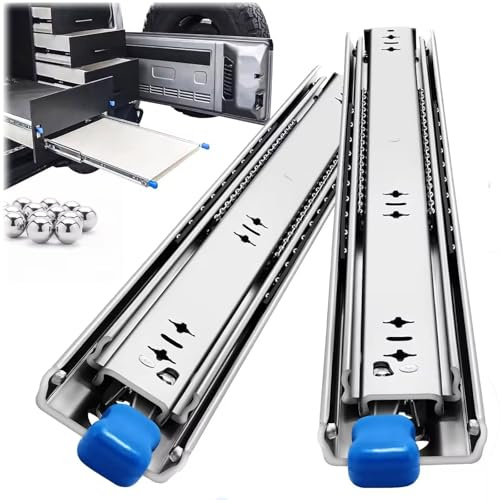 Diapositivas industriales resistentes para cajones, 250-1450 mm, extensión completa, capacidad de 120 kg, 2 pares con mecanismo de bloqueo para armarios, muebles y cargas pesadas