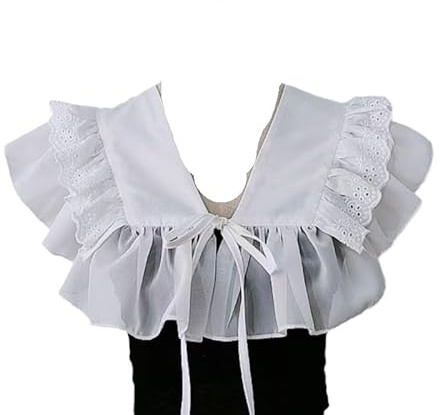 Colletto scialle con volant in pizzo Elegante dolce colletto falso staccabile for signora Delicato in arricciato