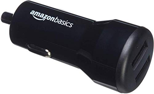 Amazon Basics Kfz-Ladegerät für Apple- & Android-Geräte, USB-Anschluss: 2 Eingänge, 4,8 Ampere / 24 W, Schwarz