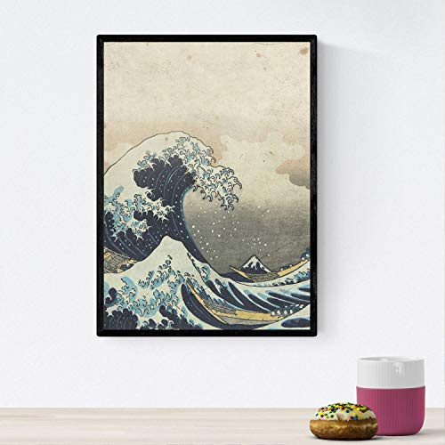 Nacnic Poster Welle. Geishas Blätter. Japanische Designs mit Definitionen der japanischen Kultur. A4-Format