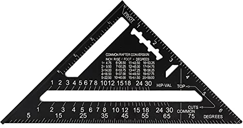 7 Zoll Dreieck Lineal Winkellegierungswinkelmesser aus Aluminiumlegierung Messwerkzeug Winkelmesser Zimmermannswinkel für Ingenieur Tischler(Imperial)