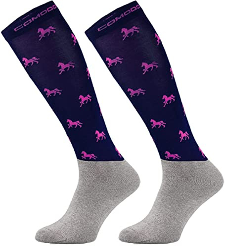 TODO Comodo Chaussettes Equitation Femme, Fille et Enfant, l'été, mince, respirant | Chaussette d'équitation ete STPJM (31-34, STPJM – Horses 04)