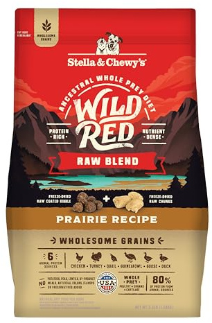 Stella & Chewy's Wild Red Dry Dog Food Raw Blend High Protein Wholesome Grains Prairie Recipe, 3.5 lb. Bag