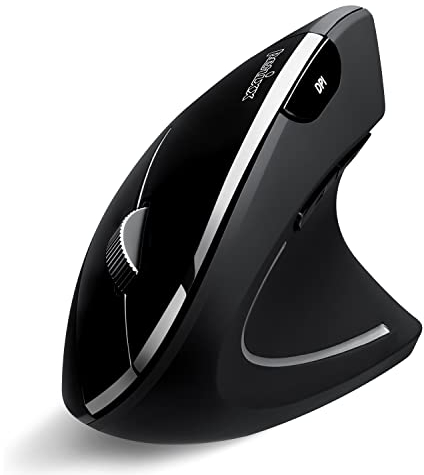 Perixx PERIMICE-813B Vertikale Bluetooth-Maus, kabellose 3-in-1-Multi-Device-Technologie, Reisetaschengröße, Rechtshänder, Schwarz