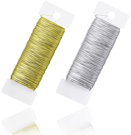 Yafe 0,35mm x 100m Basteldraht Dünn, 2 Rollen Draht zum Basteln Basteldrähte Blumendraht Floristendraht Schmuckdraht Wickeldraht für Basteln Handwerk Pflanzen Blumen Deko (50m/Rolle)