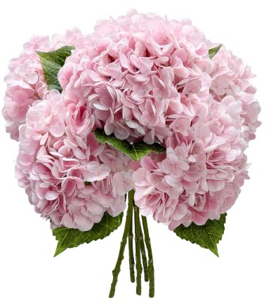 Yatim 21In Pink Artificial Hydrangea Flowers 5 Pcs Fake Hydrangea Silk Flowers for Wedding Centerpieces Bouquets DIY Floral Decor Home Decoration with Stems