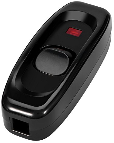 CABLEPELADO Interruptor LED Pasante Avión Unipolar para Lámpara de Escritorio con Cable Eléctrico Indicador LED 250V 10A Negro