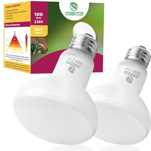 REPTI HOME Lampe Chauffante pour Terrarium de Reptiles, 100W 2 Pièce de Lampes Chauffantes pour Tortues, Convenant Aux Amphibiens, Tortues, Dragons Barbus, Lézards, Serpents, Caméléons