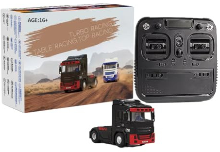 LOCHE Remote Control Car, Racing 1/76 2.4G RC Electric 3CH 4WD Truck Tractor Vehicles, Mini Desktop Car RC Truck for Birthday Gift - RTR Version
