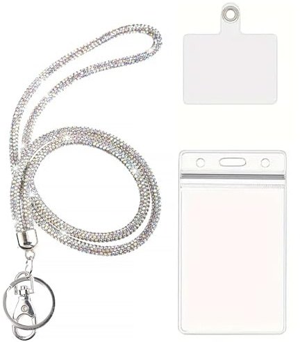 Fashion 34.8 Sparkle Bling Crystal Neck Lanyard,Bling Vertical ID Badge Holder(AB)