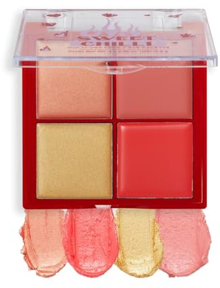 I Heart Revolution, Sweet Chilli Creme Rouge & Highlight Quad, Illuminierende Gesichtspalette, 4 x 2,8g