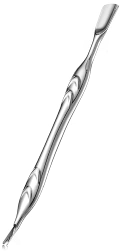 GEEHUA Edelstahl Nagelhautschieber mit Gabel, Doppelkopfschneider Trimmer Entferner 2 in 1 rutschfestes Nagel Maniküre Pflegewerkzeug