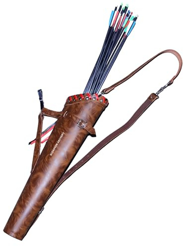 Traditional Leather Archery Quiver - Arrow Holder - Arrow Quiver - Black Quiver - Brown Quiver - Sage Quiver - Back Quiver Bow Arrow Holder - Handmade Leather Quiver Gift for him (1316 Tiger)