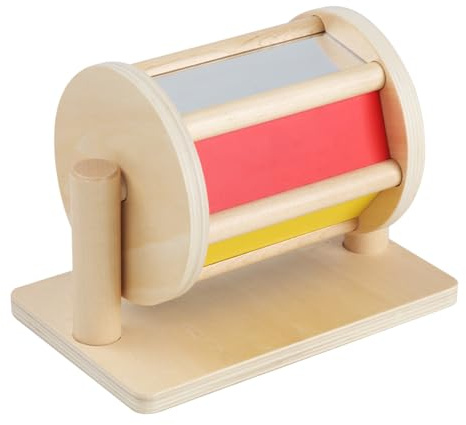 DAJASD Tambor Giratorio Montessori, Tambor Rodante De Madera, Juguete Educativo De Tambor Rodante para Niños, Juguete De Cognición De Color Giratorio, Tambor Rodante Infantil para Niños Niños Niñas