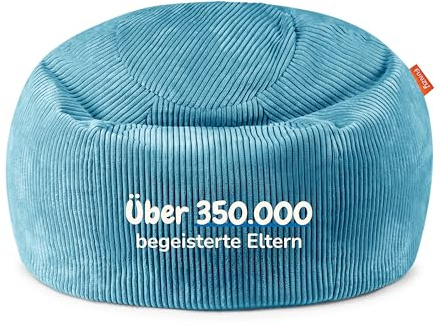 Funzy Sitzsack für Kinder aus Cord mit Füllung aus Schaumstoff, Kindersitzsack für Mädchen und Jungen aus hochwertigen Materialien, Oeko-TEX 100 Zertifiziert mit 3 Jahre Garantie, Lagune Blau
