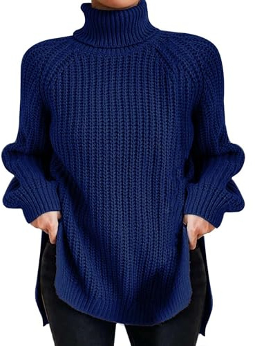 Pull Col Roulé Femme Pull Grosse Maille Col Montant Oversize Femme Hiver Grande Taille Pullover Gros Pull Chandail Tricot Ample Large Torsadé pour Femme Chaud Pull-Over Pulls Sweater Torsade Femme