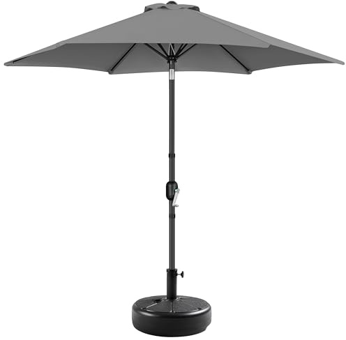Yaheetech Parasol de Jardin 270cm avec Pied de Parasol 22 KG Inclinable Extérieur Cadre en Métal Protection Solaire pour Jardin Terrasse Patio Piscine Balcon Gris