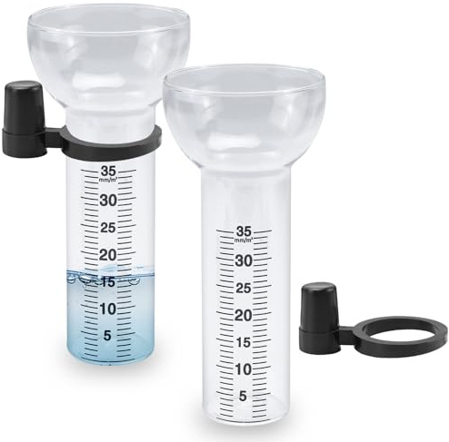 FSWWSF Pluviómetro de cristal de 35 mm, pluviómetro de cristal con soporte, medidor de agua de lluvia para jardín, cristal, transparente, para medición de agua de lluvia