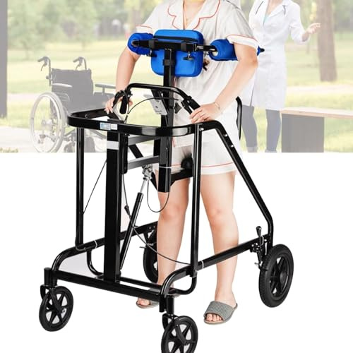 Déambulateur avec accoudoirs, Aide à la Marche pour l'intérieur et l'extérieur, Marcheur Debout pour Adultes pour Personnes âgées, Hauteur réglable, entraînement des memb