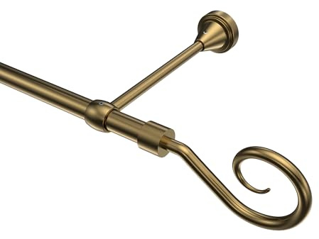 INTERDECO Gardinenstange 16 mm, Landhaus Vorhangstange aus Metall, Messing Antik, ohne Gardinenringe, zur Wand- und Deckenmontage, Typ 10154024, 100 cm