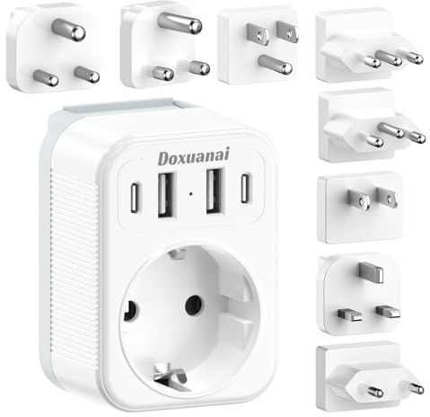 Universell reseadapter med USB C typ A/C/G/B/L/J/M/D, internationell kontaktadapter för USA, Kanada, Europa, Storbritannien, Sydafrika, Japan, Kina, Australien, Italien, Schweiz