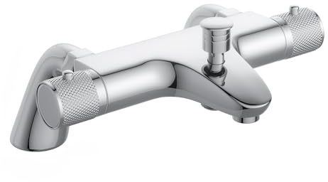 MENDIO Thermostatic Bath Shower Mixer Tap,Bathtub Shower Mixer Tap,Thermostatic Bathroom Shower Tap,Deck Mounted,Solid Brass,Chrome