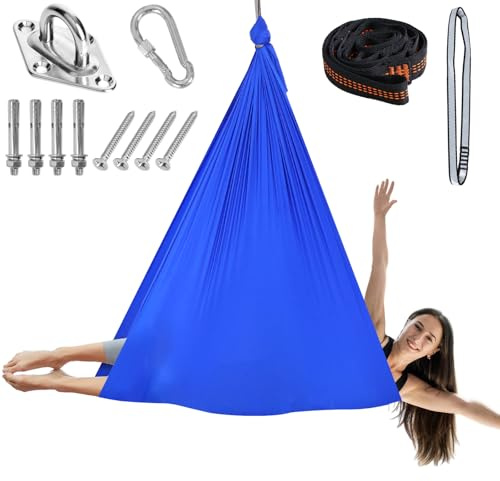 Chihee Aerial Yoga hängmatta gungset mjukt hållbart tyg yoga stretching fitness sling komplett fixeringsutrustning för alla fitness- och kroppsbyggnadsnivåer 280 x 150 cm