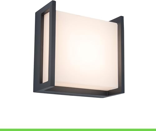 LUTEC LED-Außenwandleuchte QUBO, kleine Wandlampe aus Aluminium in Anthrazit, Wandleuchte mit 9,5W, 650 Lumen, Lichtfarbe Warmweiß (3000K), eckige Außenleuchte für Terrasse/Hof/Haustür