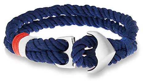 Wolflock Ankerarmband unisex schwarz & blau maritimer Schmuck Anker Edelstahl