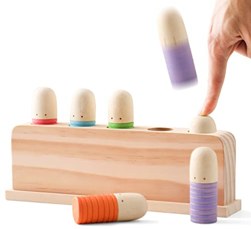 Pop Up Toy Multicolor Puppets | Wooden Color Sorting Toys | STEM Montessori Color Matching Toys | Preschool Learning Educational Toys Gifts for Kids Boys Girls Ages for 1 2 3 Years (Classic Colours)