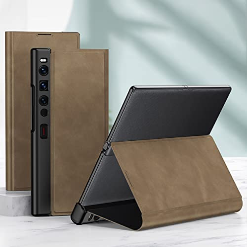 COQUE Case for Huawei Mate Xs 2,Ultra Slim Soft Leather Bracket Shell,Folding Phone Cover for Huawei Mate Xs 2-Brown