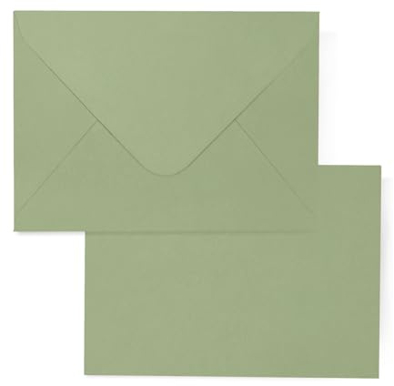A7 Sage Green Envelopes 100 Pack, Goefun 5x7 V Flap Printable Envelopes for Invitation, Gift Cards, Birthday, Graduation, 5.25 x 7.25 in, 120GSM