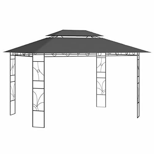 ZEYUAN Paviljong, vikbar paviljong, pergola, festtält, markis och soltält, trädgårdspaviljong, grillpaviljong, 4 x 3 x 2,7 m antracit 160 g/m²