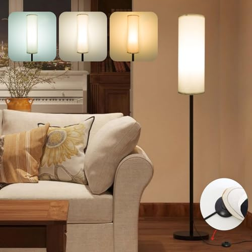 Ppbmocw Floor Lamps for Living Room,68 Inches High Standing Lamp with Foot Switch,Dimmable Tall Lamp for Bedroom,White LED Floor Lamp