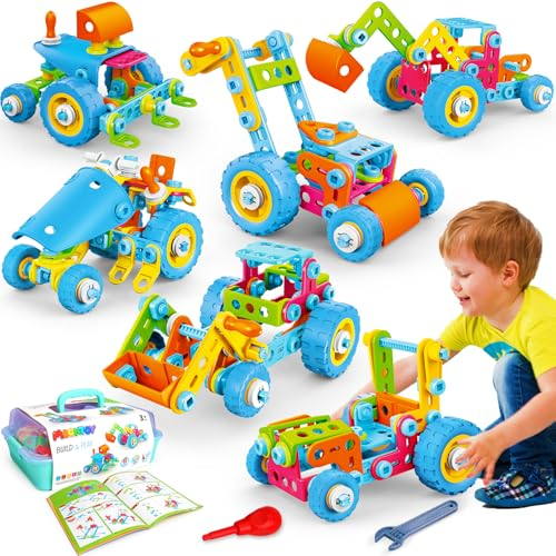 MOONTOY Konstruktionsspielzeug Geschenke für 5 Jährige Jungen, Kinder Spielzeug ab 4 5 6 7 8 9 Jahre, STEM Spielzeug, Bausteine für Jungen und Mädchen, Lernspielzeug Bauset 6 Modelle