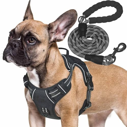 Haapaw - Arnés táctico resistente para perros pequeños, arnés ajustable anti-tirones para mascotas, reflectante, para entrenamiento de servicio, de fácil control, chaleco militar para perros de
