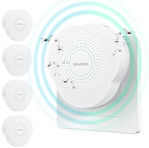 Lot de 4 répulsifs à ultrasons pour insectes, anti-insectes électroniques, répulsif pour souris et parasites à brancher, répulsifs à usage intérieur pour fourmis, mouches, guêpes, moustiques, punaises